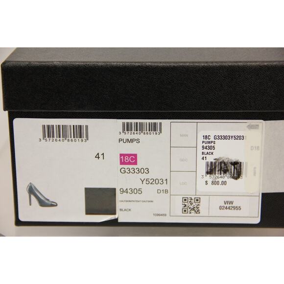 NIB CHANEL BLACK CALF LEATHER PATENT CAP TOE CC LOGO CLASSIC HEEL PUMPS 41 - Picture 12 of 12